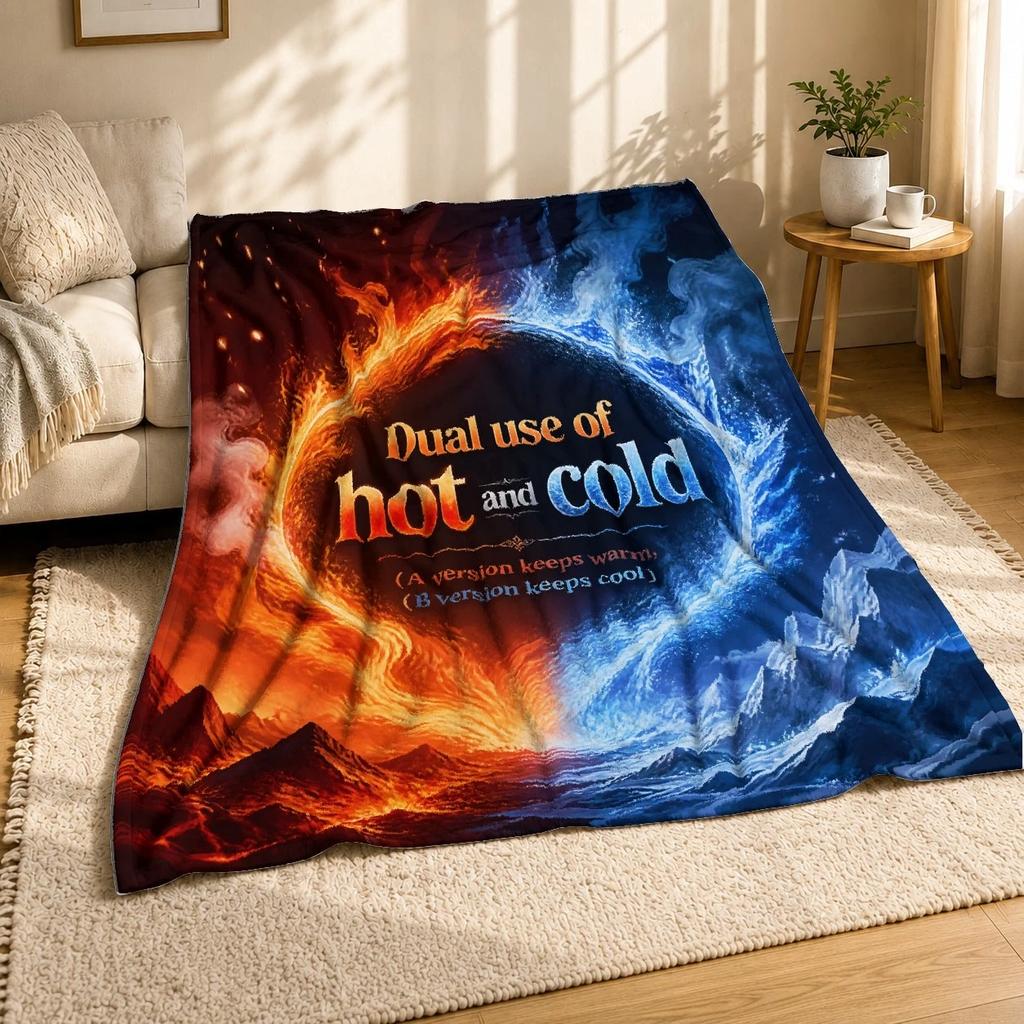 Hot And Cold Flame And Ice Coral Fleece Blanket Elemental Decor