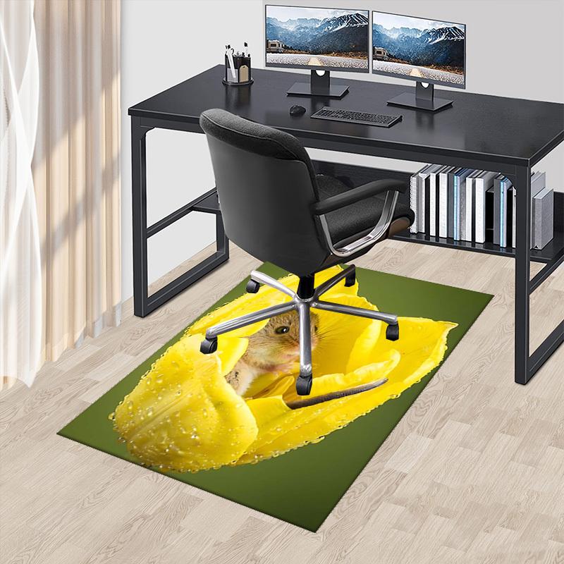 1pc Tulip Mouse Chair Mat - Anime Cartoon Design Office Desk Pad with Non-Slip Carpet for Home Decor, Suitable for All Seasons and Perfect as a Gift.C