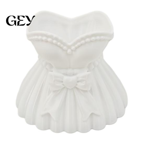 Cute Makeup Brush Cup Wedding Dress Vase, 3D Printed PLA Storage Romantic Home Decor Box, Decorative Cosmetic Container for Vanity And Office