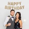 Pre-strung Happy Birthday Banner - No DIY - Gold Glitter Birthday Party Banner for Men & Women - Pre-strung Garland on 8 ft Strands - Gold Bday Party