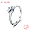Lindon Women Classic 925 Sterling Silver Moissanite Ring Ladies Jewelry Wedding Promise Party Gift