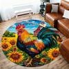 1PC rooster sunflowers Office Round Area Rug, Under Office Chairs Bedroom Living Room Home Decor, Carpet for Office -1110040