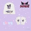 Набор: Теплая и стильная вязаная шапка и перчатки Sanrio Kuromi для подростков