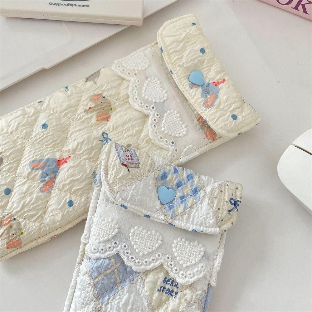 Lace Heart Cute Pencil Case Sweet Lipstick Bag Fashion Lovely Eyeglasses Case Outdoor