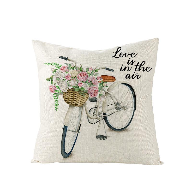 Весенняя Цветочная Наволочка Лен Принт Наволочка для Диванной Подушки Розовый Грузовик Чехол для Подушки для Спальни