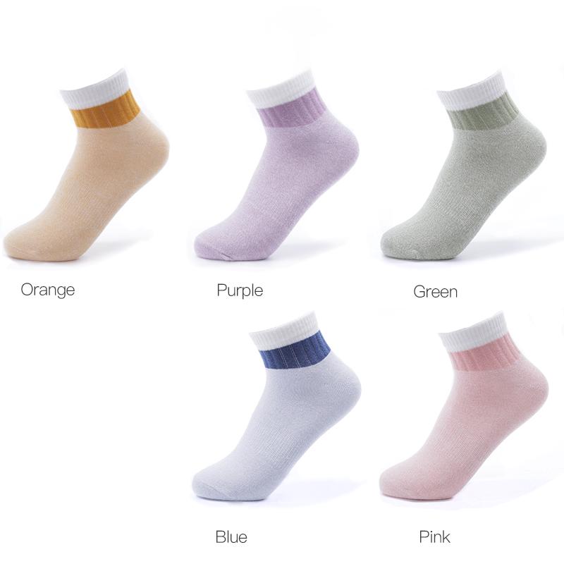 HSS 5Pairs Cotton Women Striped Socks Pink Green Thick Keep Warm Hair Socks Autumn Winter Girl Sock