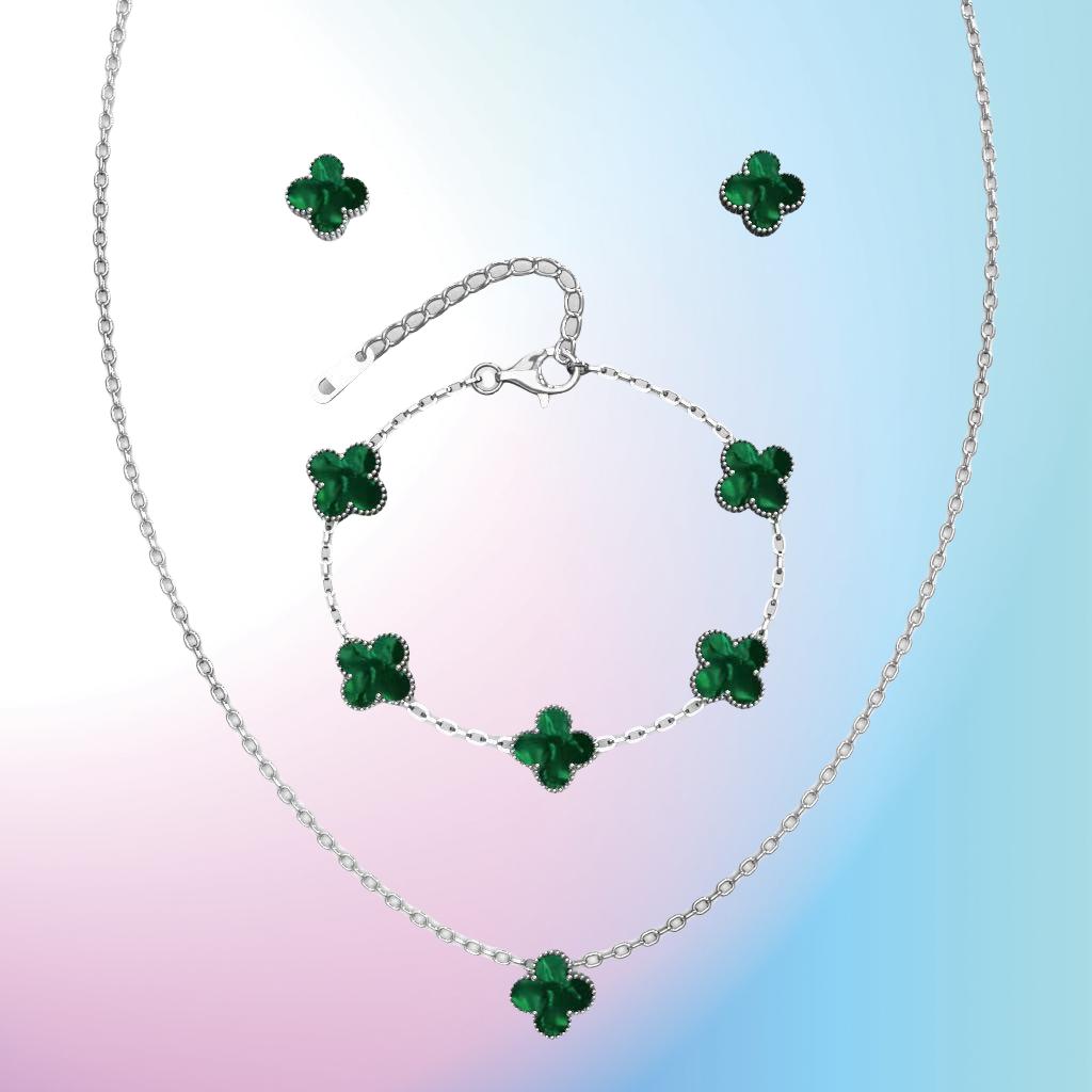 3 шт. универсальный комплект из нержавеющей стали с клевером, женский комплект ожерелья, браслета для ушей, персонализированных аксессуаров