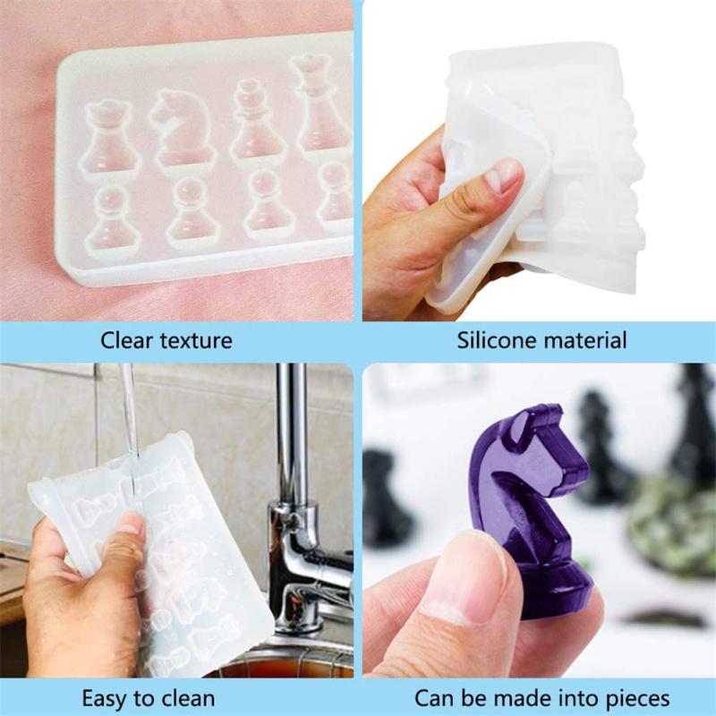 3 шт./компл. силиконовые 3D шахматные/шахматные формы, набор портативных полноразмерных форм для настольной игры, искусство «сделай сам»