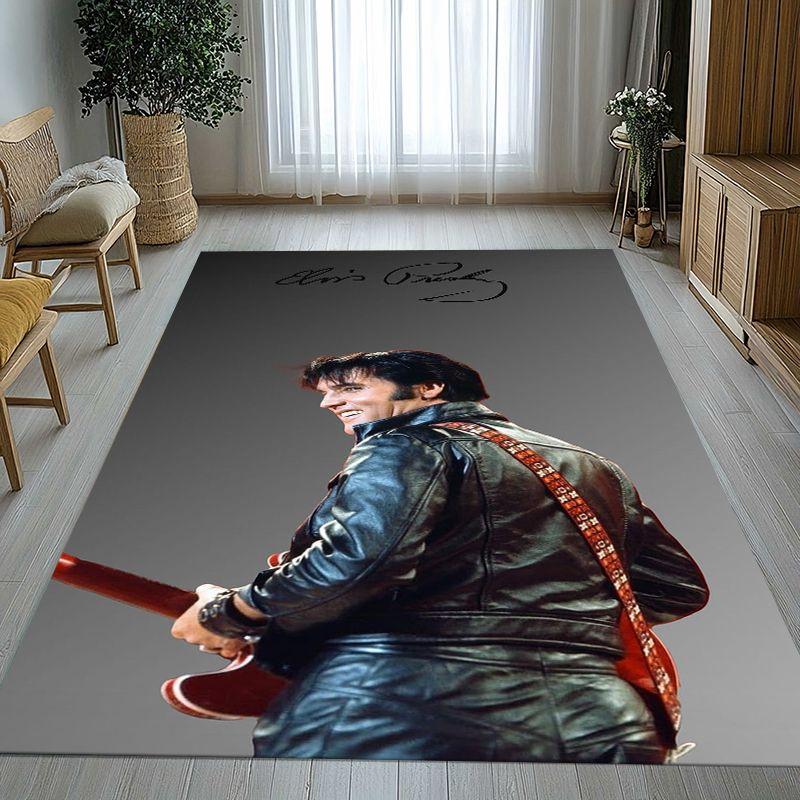 Vintage E-Elvis Graceland Rock 'n' Roll Soft Non-Slip Area Rug for Living Room,Bedroom Playroom Carpet Mat for Sofa,Home Decor