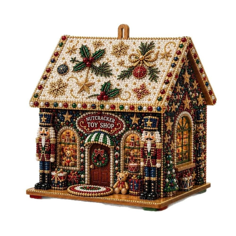 Rhinestone DIY Pearl Art Kit Pearl Beads 3D Wooden House Model Home Decoration