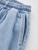 Icaruk Blue Washed Linen Elastic Waist Denim Shorts Dspt101