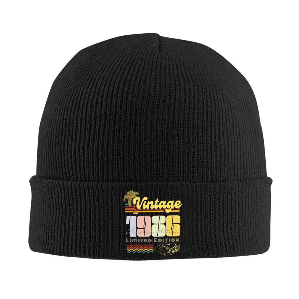 Born in 1986 vintage age 40 years old funny 40th birthday Cuff Beanie Knit Skull Cap For Men Warm Knit Skullies Beanie Cap