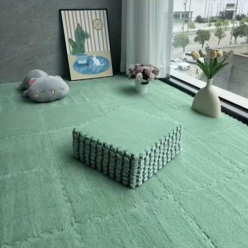 Коврик-пазл из ЭВА-пены с плюшевым покрытием, 30x30 см, мягкие ковровые плитки, игровой коврик, нескользящий ковер-пазл для домашней гостиной