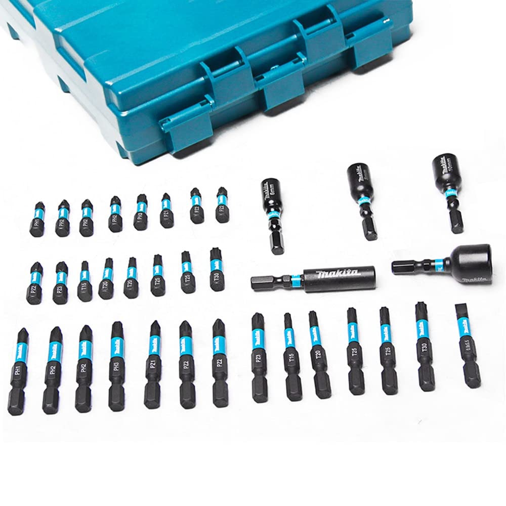 Makita Impact Driver Bit Socket 35 Hex with Set, Pieces, 6.35mm Shank, Case, E-06638 [Used]
