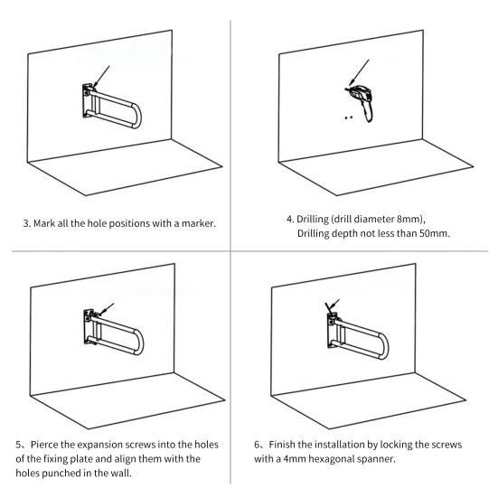 Toilet Grab Free Flipping Foldable Anti-static Non-slip Aluminium Alloy Anti Corrosion Folding Handrail Home