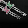 High Quality Jewelry Full Diamond Drip Butterfly Cuban Chain Necklace Hip Hop Necklace Collarbone Chain Female
