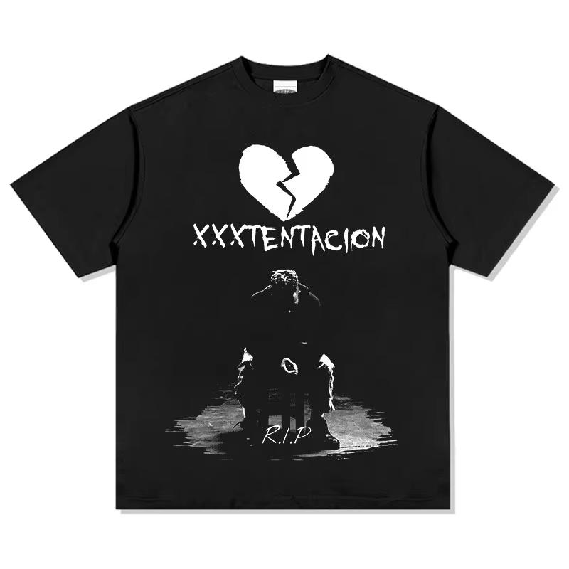 Популярная американская футболка в стиле рэп от XXXTentacion с принтами в уличном стиле, короткими рукавами и удобным повседневным дизайном