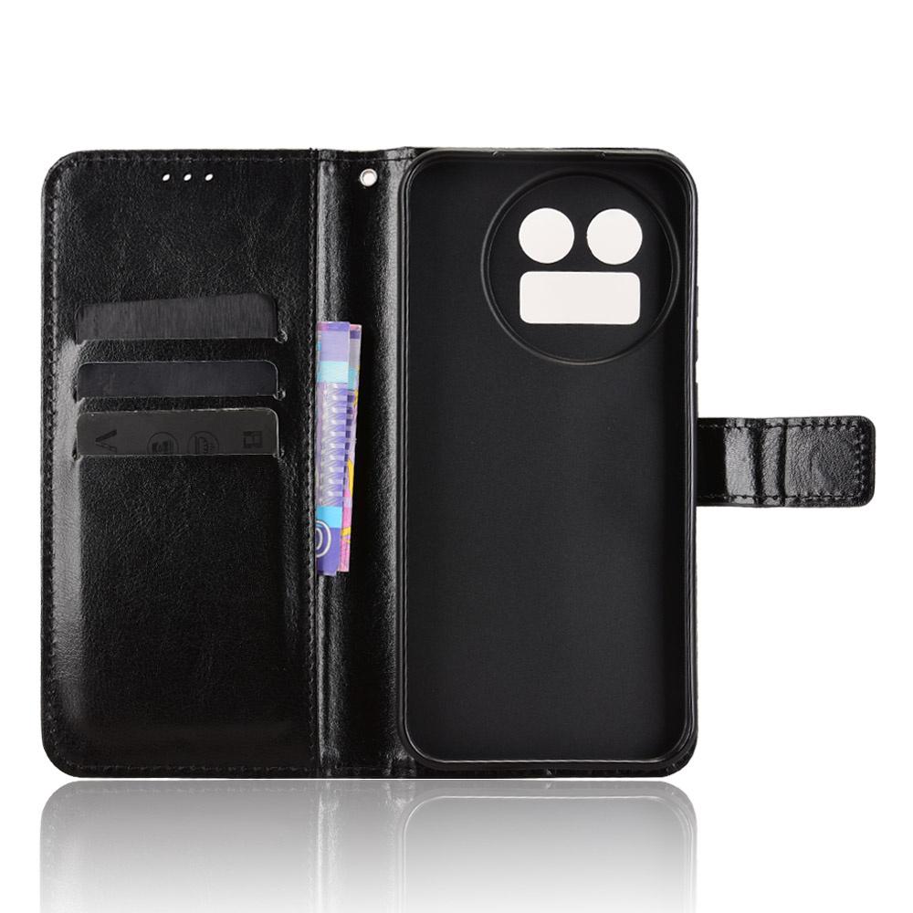 Realme GT 8 Pro Crazy Horse Wallet Flip Case, Black