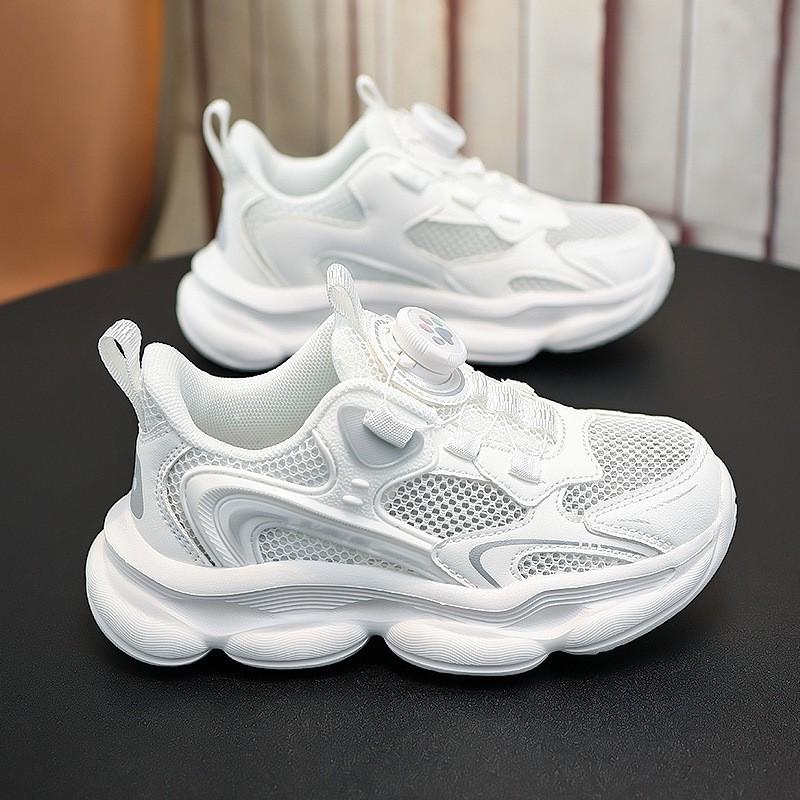 Youth style shoes Boys Lightweight Breathable Mesh Sneakers Kids Casual Sport Shoes Slip-On Style With Rotating Buckle