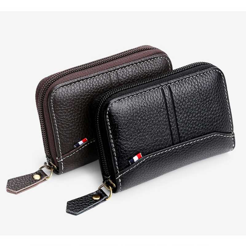 2021 модный мужской кошелек из натуральной кожи, визитница, женский чехол для кредитных карт, унисекс, повседневный мини-кошелек на молнии, портмоне для монет