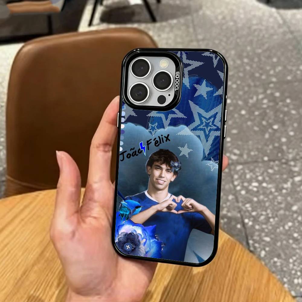 Футболист Жоау Феликс Чехол для телефона для iPhone 17, 16, 15, 14, 13, 12, 11 Plus, Pro Max Цветной Посеребренный Внутренняя крышка