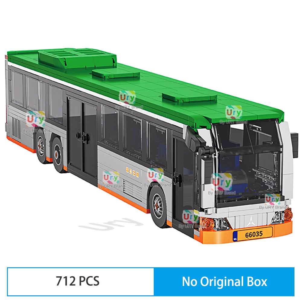 City Traffic Car Green Passenger Tourist Sightseeing Bus Single-Deck Public Set Model Building Blocks DIY Toys for Boys Gifts