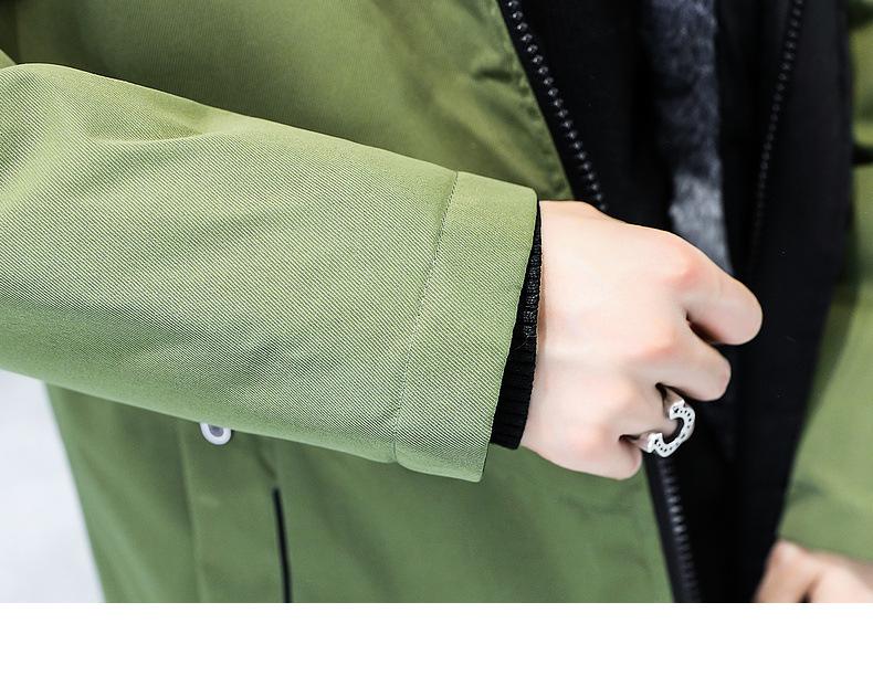 2023 Мужская зимняя ветровка с капюшоном из бархата и меховым воротником — утолщенная повседневная хлопковая куртка средней длины