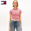 TOMMY JEANS Women's Striped Ribbed Slim-Fit Short Sleeve T-Shirt