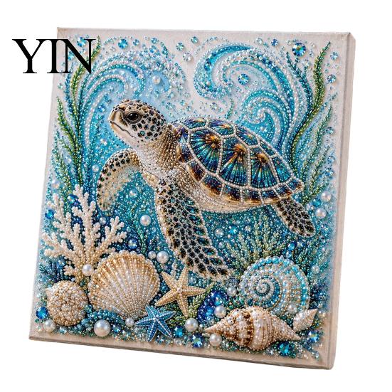 Sparkling Gemstone Art Supplies Sea Turtle Octopus DIY 3D Pearl Painting Kit, Ocean Theme Diamond Stress Relief Projects Kit for Adults Beginner, Bead