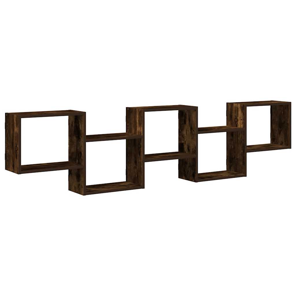 Cube Shelf 5 Compartments Smoked Oak Wood Based Material