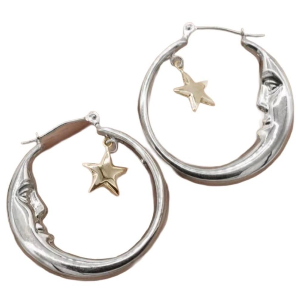 1 Pair Lightweight Moon and Star Earrings Retro Personalized Jewelry Hanging Earrings Jewelry Gifts