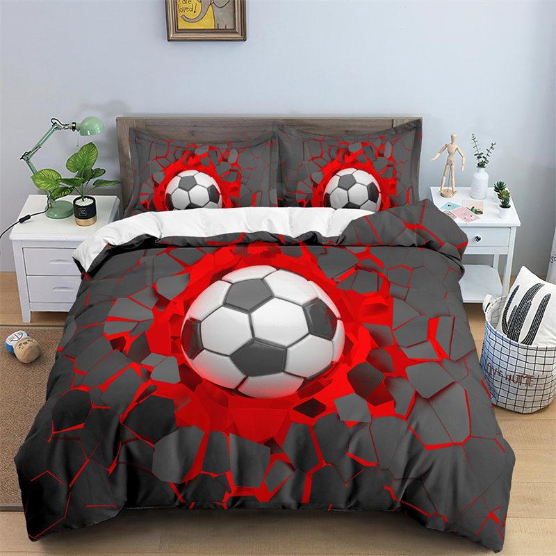 Special 3D Colorful Graffiti Football Bedding Collection For Boys Teen Microfiber Duvet Cover Collection Bedroom Decor Ball Sports Quilt Cover