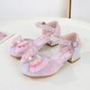 Children Princess Shoes Fashion Glitter Bowknot Girls Wedding Party High-heels Sandals Elegant Kids Sequins Dress Single Shoes