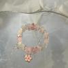 Pink Flower Pendant Beaded Chain Bracelet Sweet Bracelet For Women Trendy Jewelry Gift