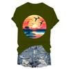 Women's Fashion Printed Casual Pleated Round Short Sleeve T-Shirt Top