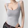 2025 Spring New Seamless Tank Top Jumpsuit European And American Style Women'S Elastic Open Cut Tight Jumpsuit