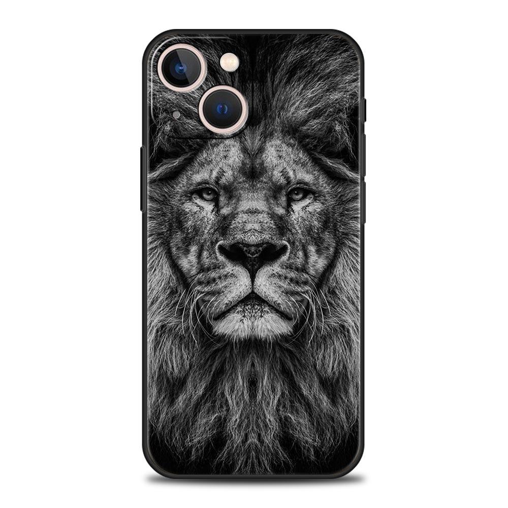 Black Cheetah Tiger Lion Animals Soft Phone Case For iPhone 11 12 13 15 14 Pro Max X XR XS 7 8 Plus SE 2020 Luxury Black Cover