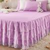 Solid Princess 3 Layers Bed Skirt Non-slip Mattress Cover Lace Ruffled Bed Skirt Bedsheet Bedroom Bed Cover Bed Skirt Bedspread