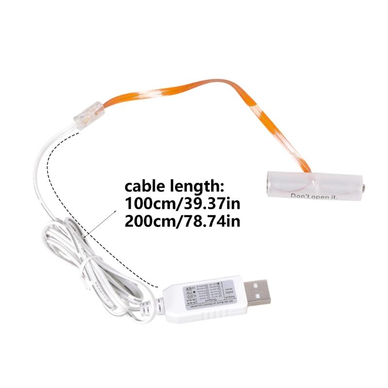 Шнур-преобразователь с питанием от USB 6 В (1 м/2 м) для замены 4 батареек по 1,5 В 2 А, адаптер не требуется, сверление не требуется