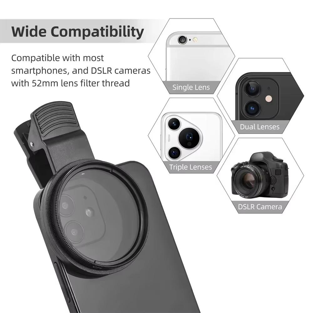 52mm CPL Universal With Clip Mobile Phone Lens Circular Polarizing Filter For iPhone Samsung smartphones