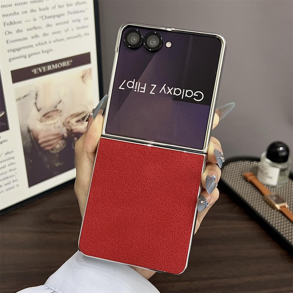 Посеребренный край Чехол для телефона Samsung Galaxy Z Flip 7 5G ZFlip7 Модный Набор из 2 частей Однотонный Ударопрочный Чехол