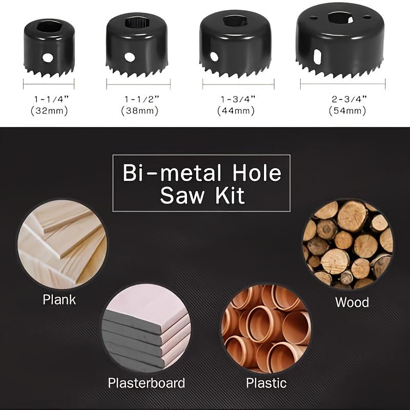 Набор из 6 шт. кольцевых пил Прочная углеродистая сталь Металлическая круглая Насадка для дрели для резки отверстий по дереву, ПВХ и пластику Деревообрабатывающие инструменты