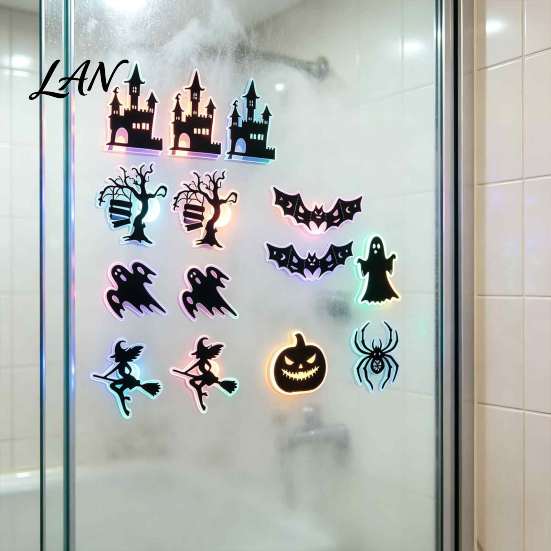 Spooky Atmosphere Creators Halloween 3D Spider Bat Wall Decals, Removable PVC Stickers with Realistic Glow Effect Ornaments Self Adhesive for