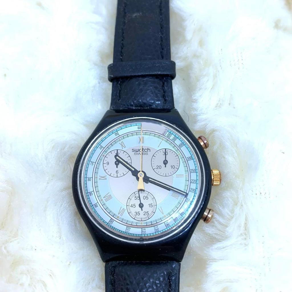 Подержанные часы Swatch хронограф с кожаным ремешком