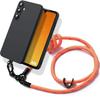 Protective Case - BOOLING - Samsung Galaxy A26 5G - Black Silicone - Orange Lanyard - Shockproof