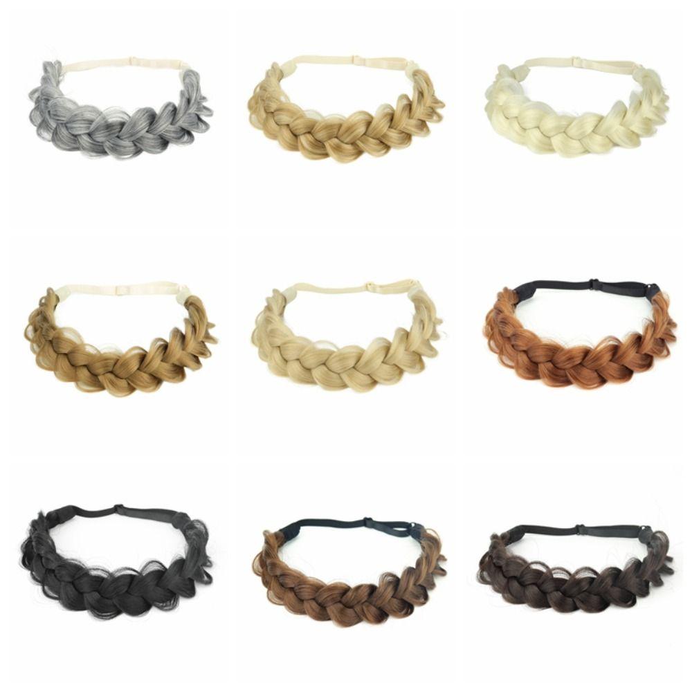 Регулируемая плетеная повязка на голову для волос Золотая/Коричневая/Черная Ручная работа Женщины