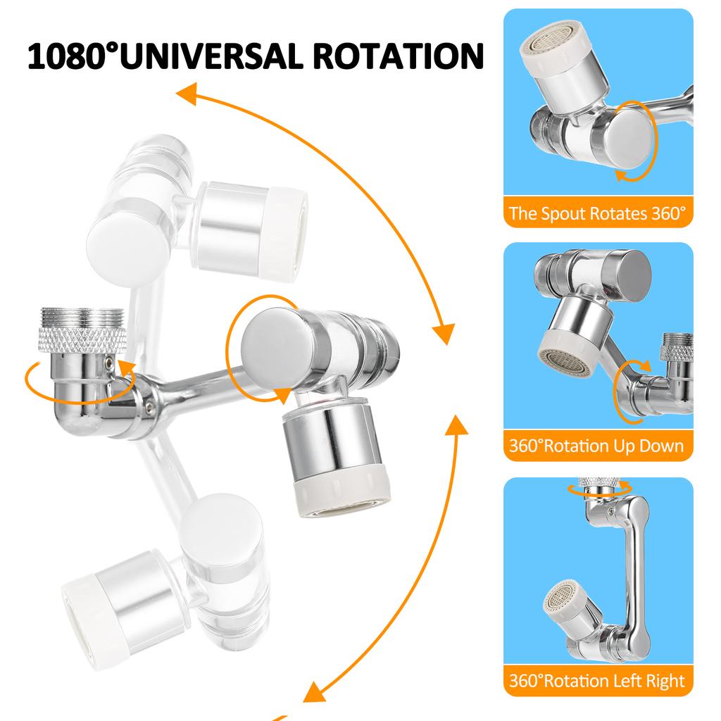 Вращающийся на 1080° удлинитель смесителя, вращающийся на 360° большой угол, универсальный вращающийся смеситель с фильтром-брызгом