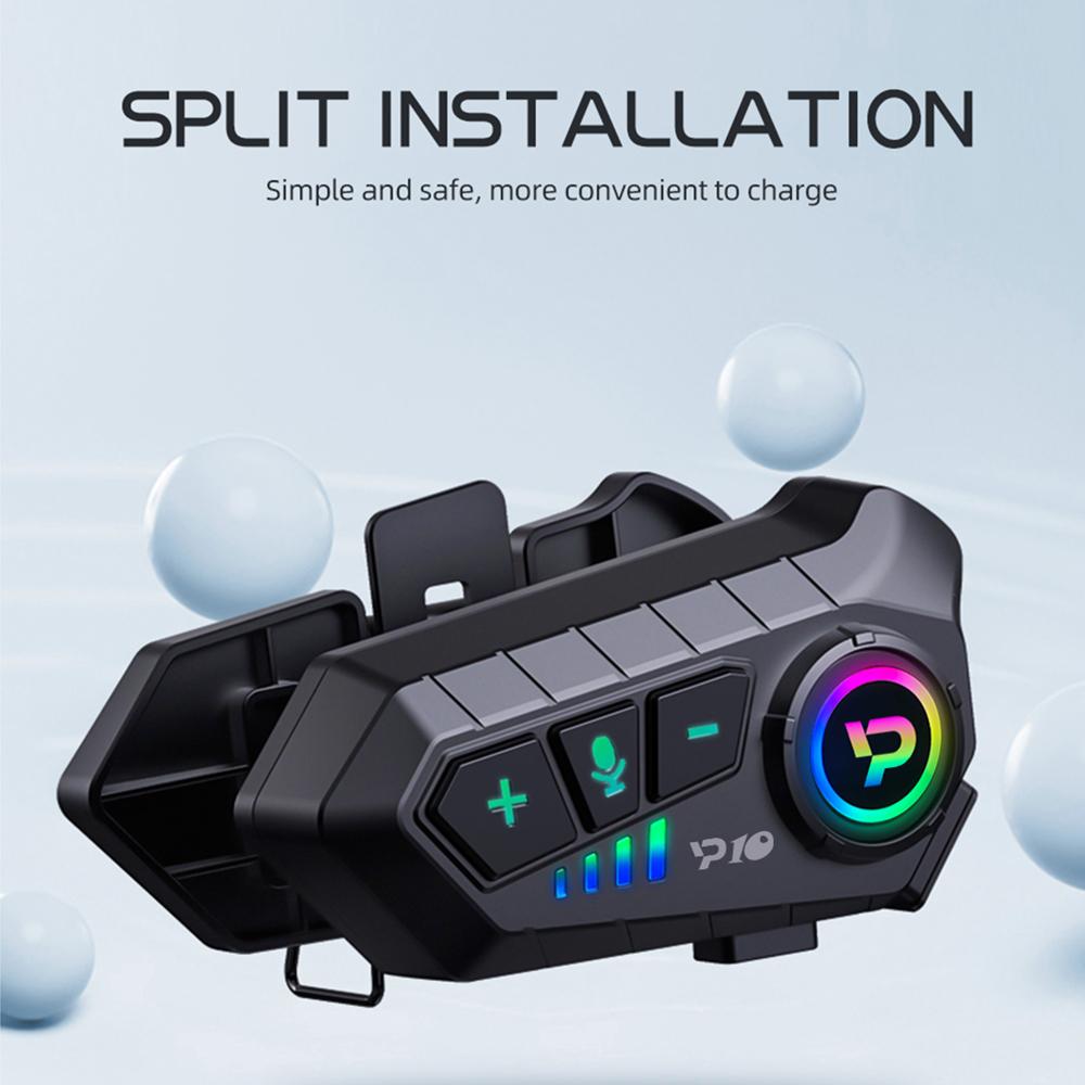 Motorcycle Helmet Wireless Headset Bt 5.3 Bluetooth 2000Mah Helmet Headset Voice Assistant Moto Earphone Motorbike Headphone