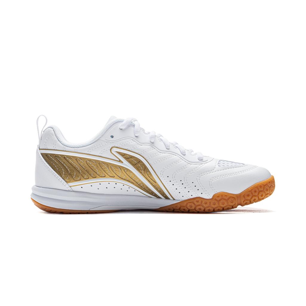 Li Ning Амортизирующие Нескользящие Износостойкие Обувь для Тренировок Низкие Настольный Теннис Унисекс Белый Золотой APPV003-4