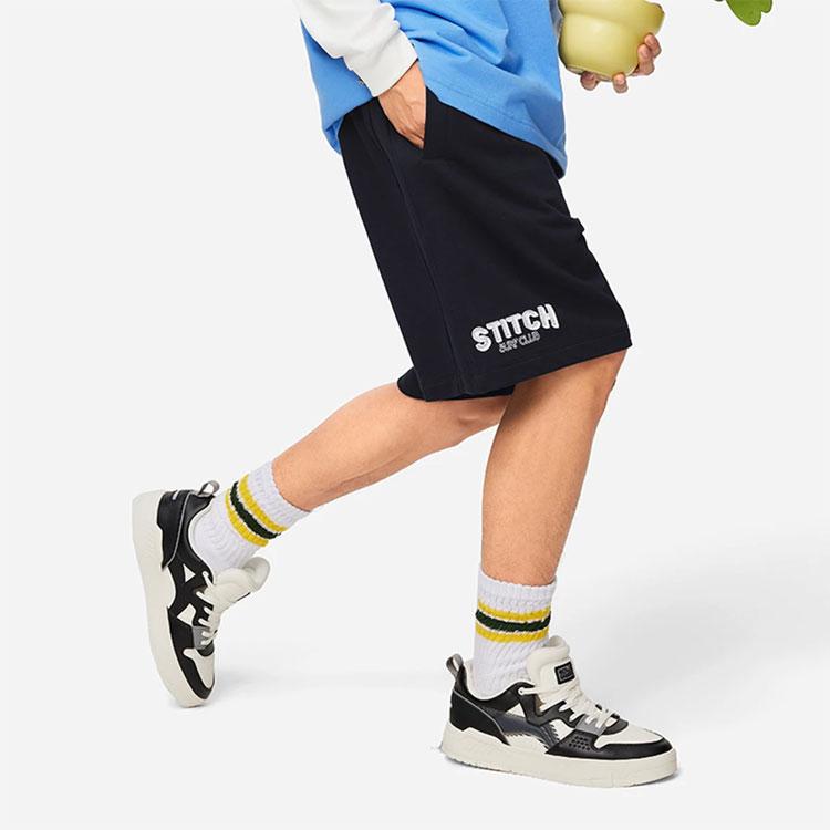 Li Ning X Disney Letter Mid Waist Удобные свободные прямые повседневные шорты мужские шорты черные AKSU323-3